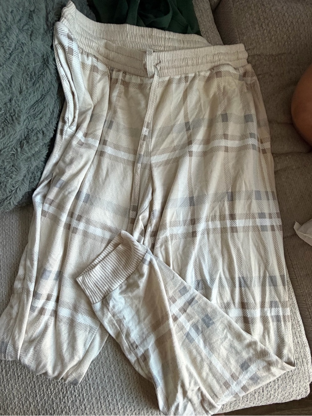 Women's Cream Plaid Lounge Pajama Pants